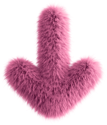 Pink 3D Fluffy Symbol Arrow Bottom